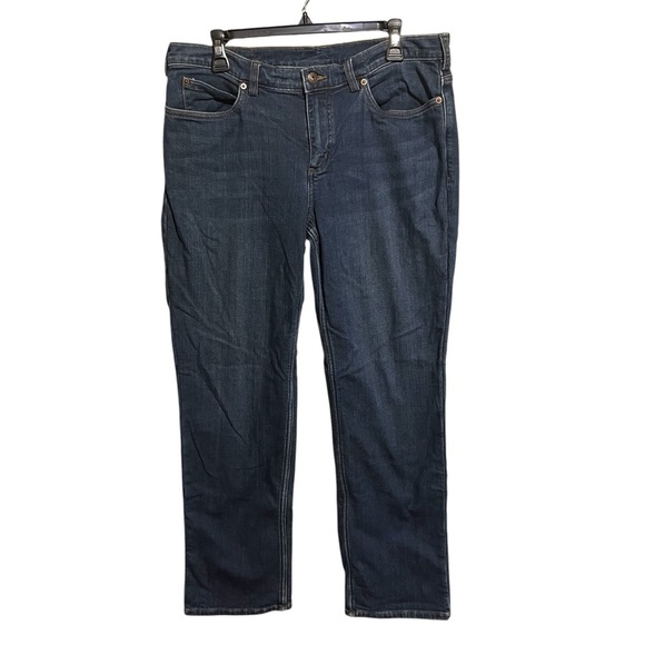 Duluth Trading Company Flannel Lined Jeans Women's Size 12x31 Blue Straight Leg - Picture 1 of 10